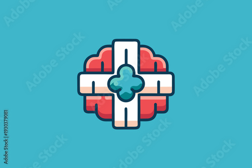 Medical AI Brain Cross Healthcare Icon