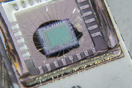 Close up of electronic silicon chip 