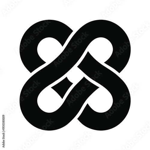 A black and white image of an infinity symbol with two loops