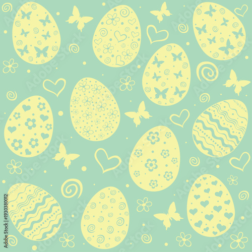 Cute Easter seamless pattern with flowers, easter eggs, beautiful background, great for Easter Cards, banner, textiles, wallpapers - vector design. web online shopping concept. Vector illustration