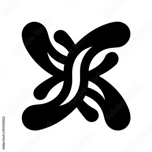 A black and white image of a stylized letter or symbol