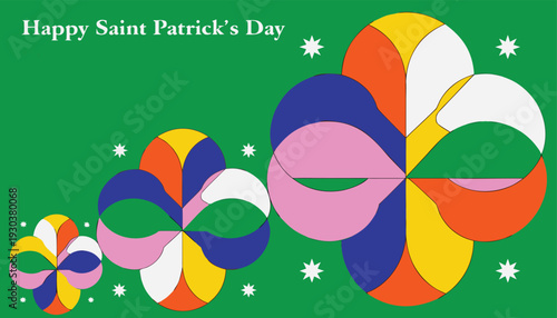 Celebrate st. patrick's day with vibrant, colorful clover decorations. Vector
