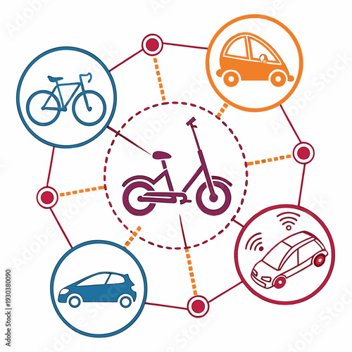 Transportation modes connected in a network