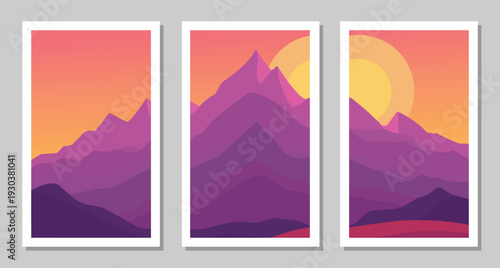 Vibrant mountain landscapes with stunning sunrise and sunset views