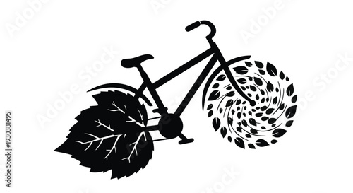 Eco-friendly bicycle with leaf motifs symbolizing nature and sustainability