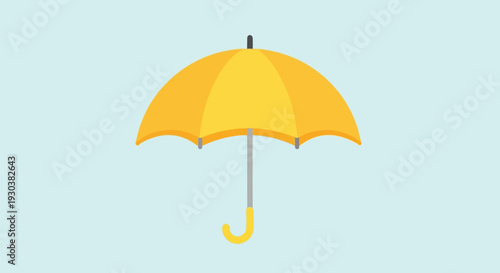 A brightly colored yellow umbrella with a curved handle provides cheerful protection from rain or harsh sun, symbolizing safety and preparedness.