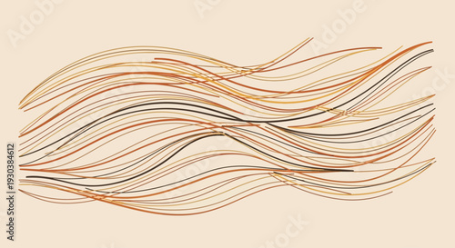 Abstract flowing wavy lines pattern in earthy tones. Modern fluid graphic design background element with warm colors.