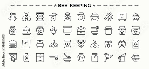 Beekeeping line icon set. Honeybee thin line icons set. Line icons with editable stroke. Beeswax related icon set. Editable vector illustration.