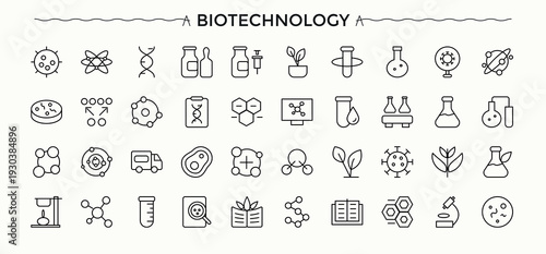 Biotechnology icon. Outline symbol collection. Experiment modern icon set. Contains outline symbols like scientist, chemist, research, chemistry lab, formula and more.