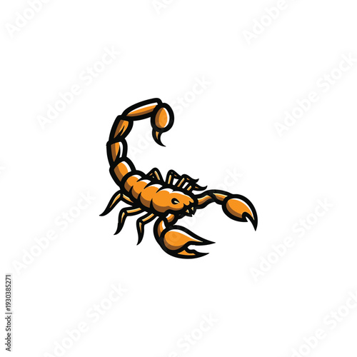 Vibrant Orange Scorpion Illustration on White Background.