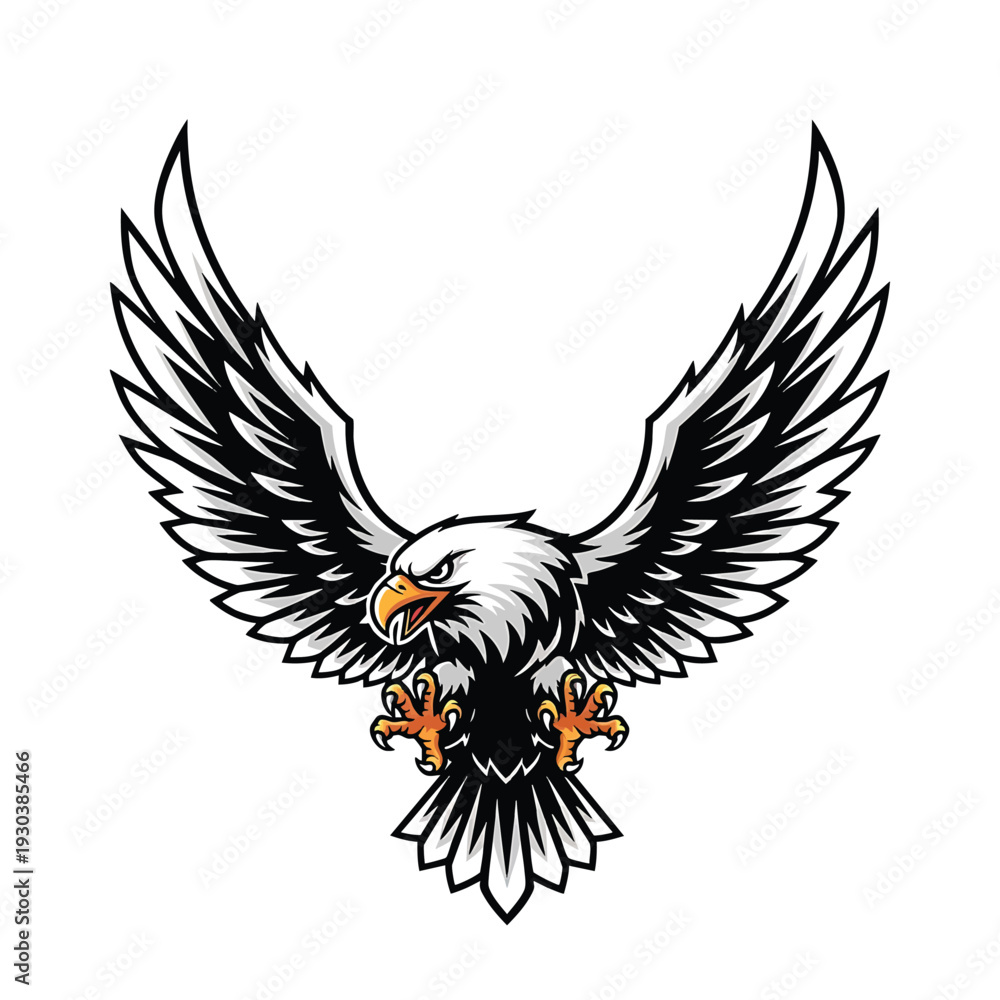 Fototapeta premium Majestic Bald Eagle with Spread Wings Vector Illustration.