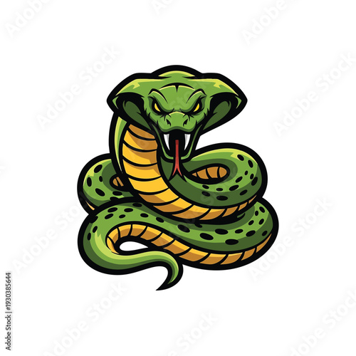 Green Cobra Snake Mascot Logo Design Illustration.