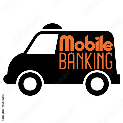 A black van with mobile banking written on the side