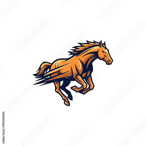 Dynamic Running Horse Mascot Logo Illustration.