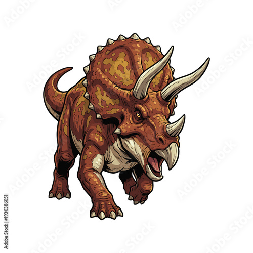 Angry Triceratops Dinosaur Illustration Suitable For TShirt Print