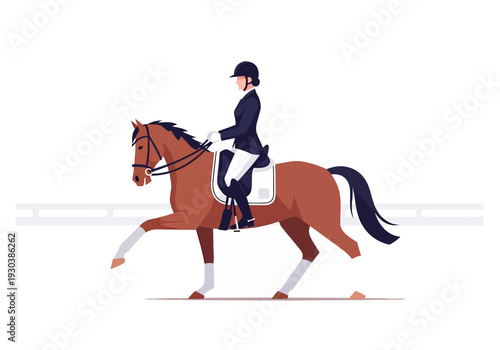 Equestrian dressage performance showing precise horse movement