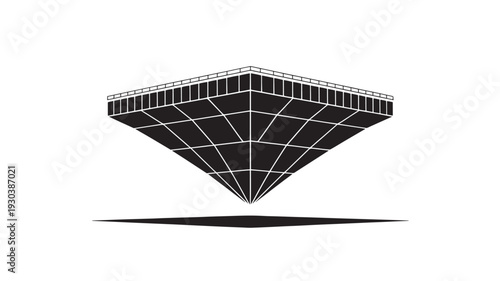3D Grid Structure in Minimalist Design with Dramatic Lighting on Isolated White Background for Technology Illustration