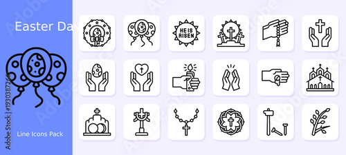 Christian Easter Icons Set – Resurrection, Cross, Prayer, Faith and Holy Symbols