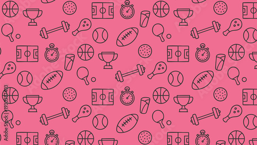 Sports doodle vector pattern 