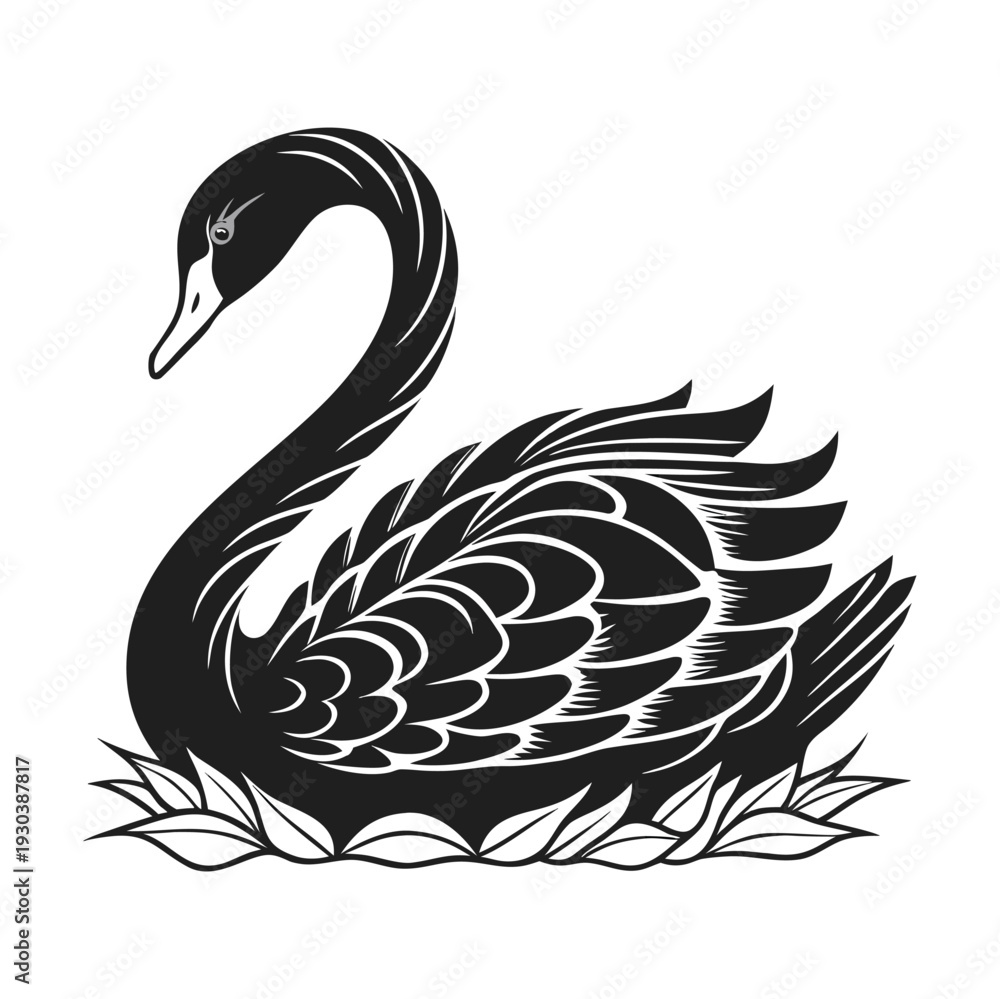 Fototapeta premium Black swan vector illustration