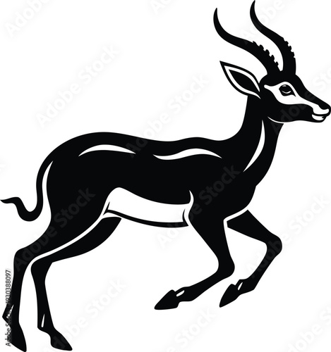 Black antelope running vector illustration