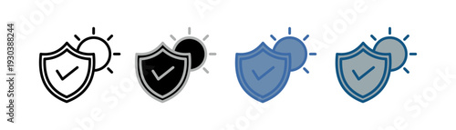 
uv icon set multiple style collection with shield and sun design