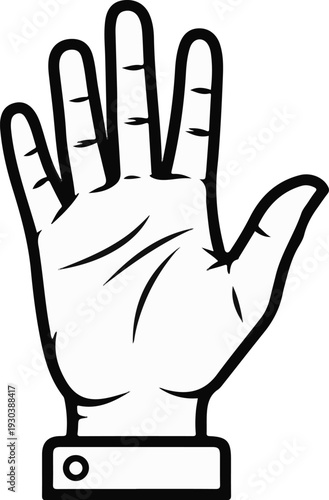 Stylized outline of an open hand, palm facing forward, five fingers spread