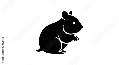 Black silhouette of a hamster sitting.
