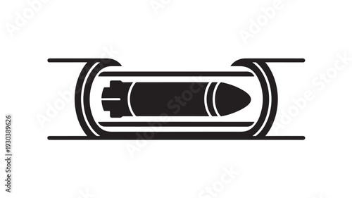Bullet in Gun Barrel Silhouette Dark Monochrome Illustration for Security