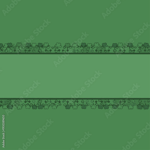 Simple green background design features two horizontal decorative borders with small repeating shapes suitable for holiday greetings or seasonal.