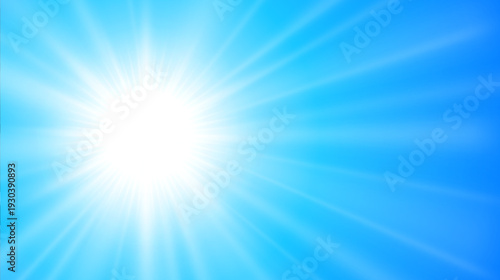 Sun and blue sky, spring and summer background, concept of beautiful clear weather and vacation time.