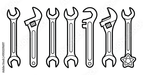 A Collection of Wrenches and Tools for Mechanical Work