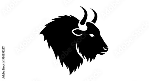 Black silhouette of a goat head.
