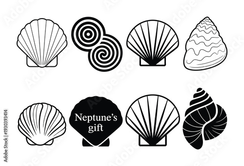 Collection of Seashell and Swirl with "Neptune's Gift" Text