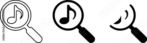 Magnifying Glass with Musical Note Search for Music