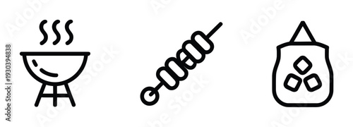 Of Barbecue Grill, Skewer, and Ice Bag