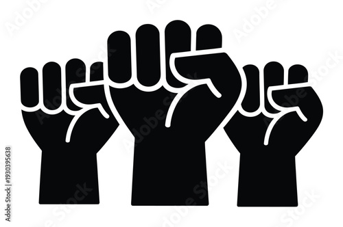 Three Black Fists Raised in Solidarity and Protest