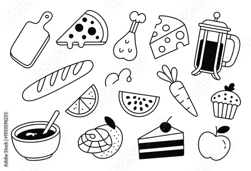 Whimsical Doodle Collection of Food and Drink