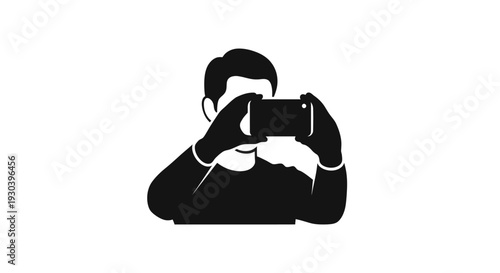 Man Taking Photo with Smartphone Camera.