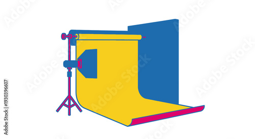 Photo Studio Setup with Backdrop and Lighting.