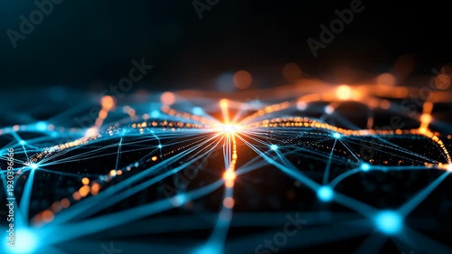 Abstract Digital Network Connection with Bright Glowing Points