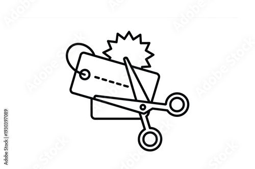 Photos Scissors Cutting Tag Coupon Vector Illustration