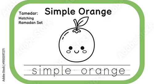 Cute Orange Fruit Character with Text for Kids Learning and Activities