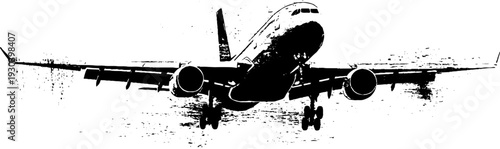 Airplane mode icon in high contrast stencil style for aviation and travel designs