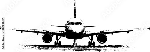 Airplane mode icon in stencil style - high contrast abstract design for aviation themes
