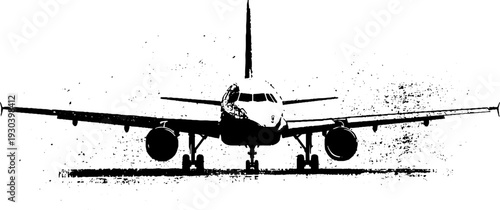 Abstract stencil style airplane side view design for aviation art and decor