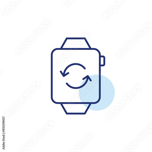 Refresh arrows on smart watch. System update, software upload and installation. Pixel perfect, editable stroke vector icon
