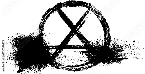 Anarchy symbol stencil with high contrast grunge texture for urban design