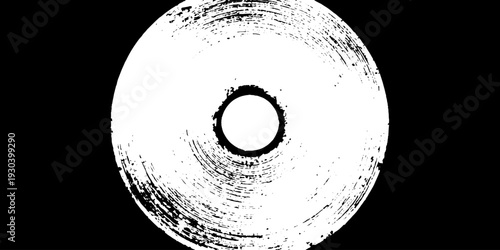 Abstract grunge high contrast circular design with cup lid sip hole stencil for creative projects