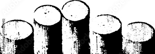 Abstract high contrast cylinder icon in stencil style for design projects